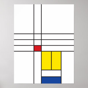 Poster Mondrian II Design de Arte Moderna Minimalista De 