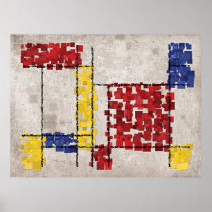 Póster Mondrian inspirou quadrados