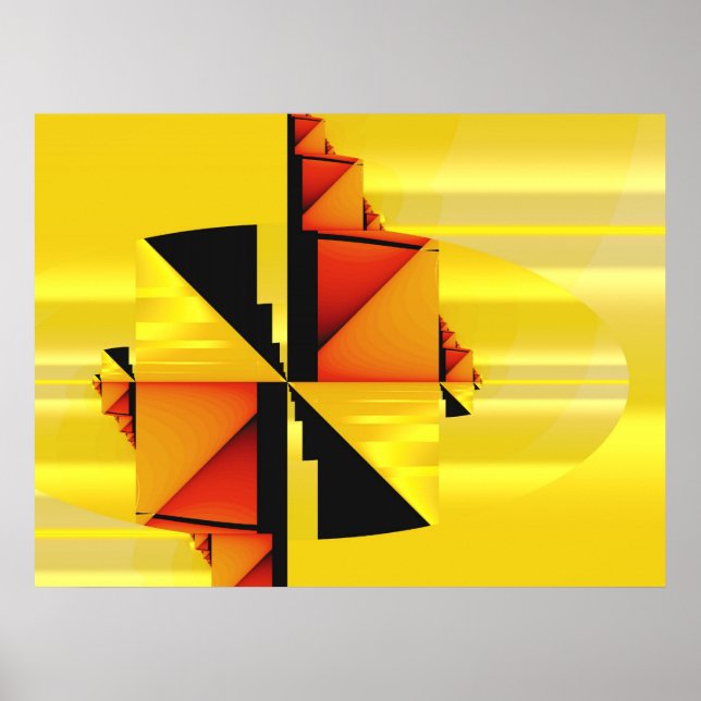 Poster Mondrian Modern Abstrato Fractal Art (Frente)