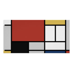Póster Mondrian Painting Red Plane Yellow Black Cinza Blu