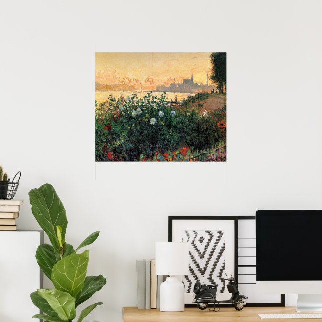 Poster Monet - Argenteuil, Flores à Margem do Rio (Escritório em casa)