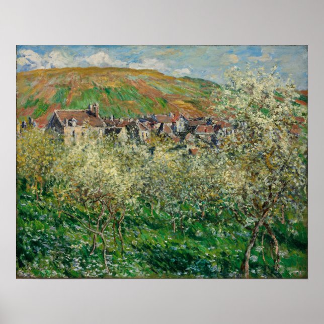 Poster Monet - Árvores de Ameixa em Flor (Frente)