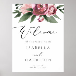 Poster MONET Boas-vindas ao Casamento Floral Dusty Rosa