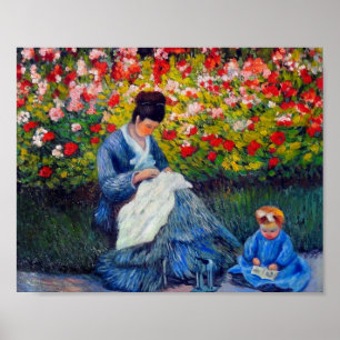 Poster Monet Camille e Criança no Jardim Artista