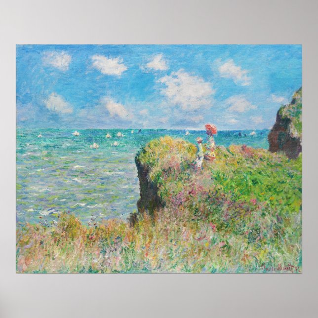 Póster Monet Cliff Walk em Pourville (Frente)