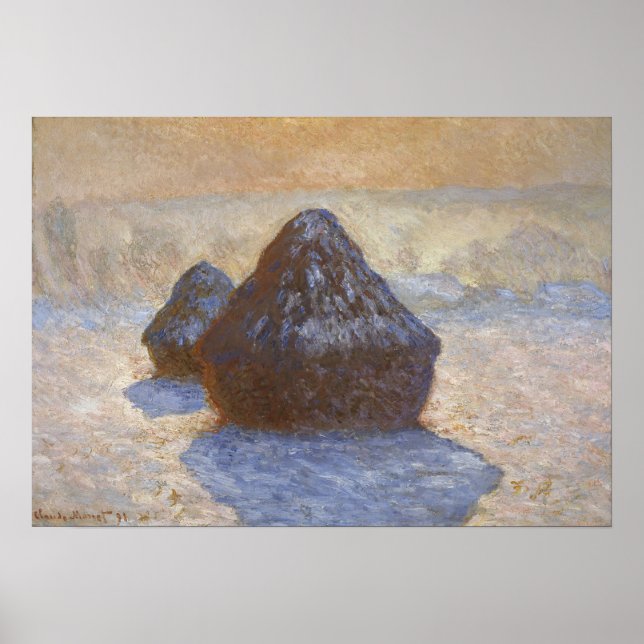 Poster Monet - Efeito de Neve Haystacks (Frente)