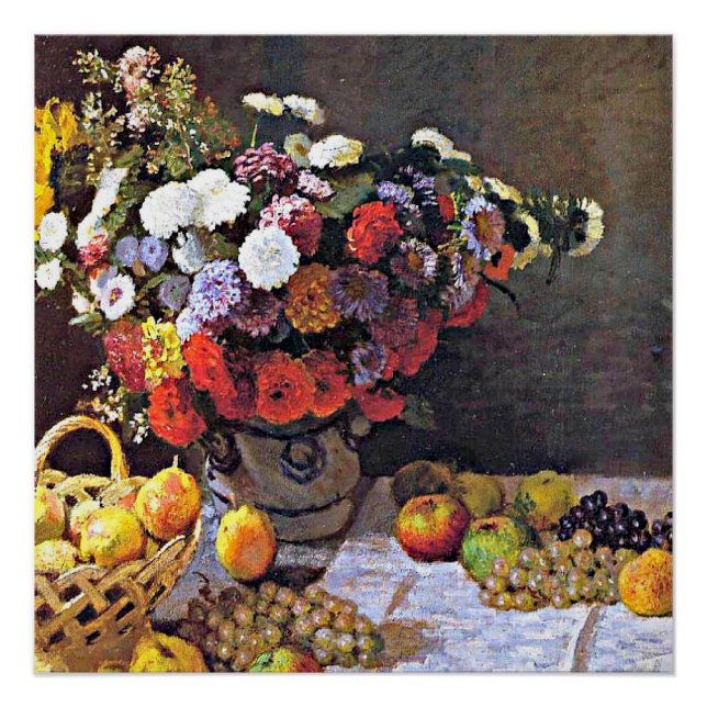 Póster Monet - Flores e Frutas (Frente)