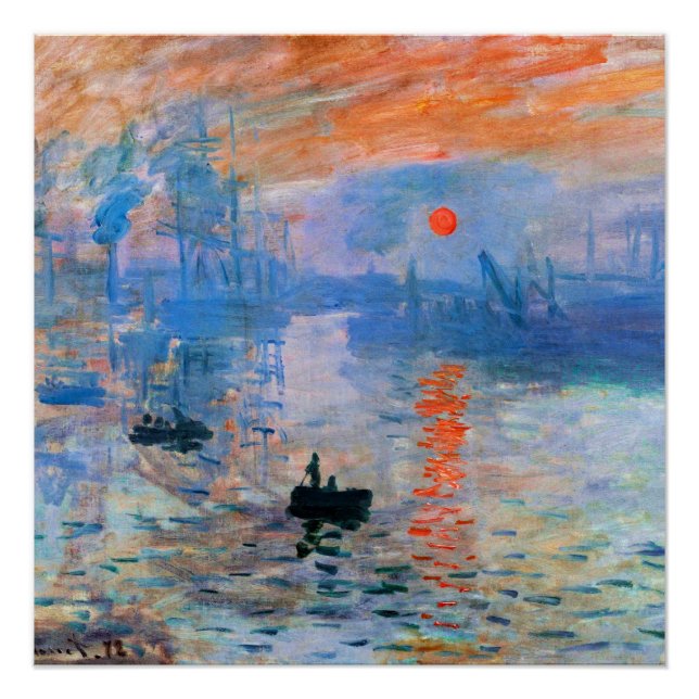 Póster Monet - Impressão, Assalto do Sol, (Frente)
