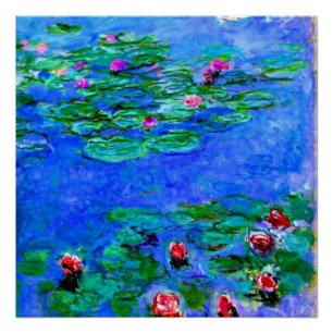 Póster Monet: Lírios-d'água (vermelho), pintura de Claude