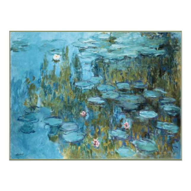 Póster Monet - Lírios de Água (turquesa) (Frente)