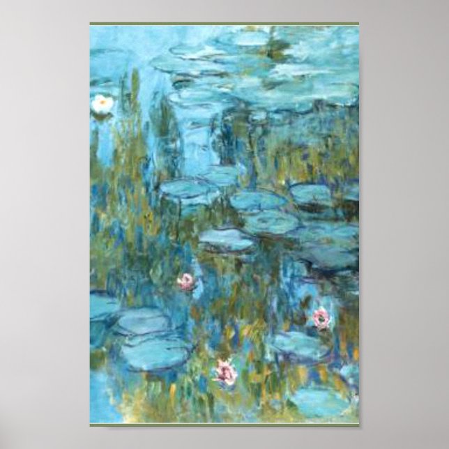 Poster Monet - Lírios De Água (Turquesa), (Frente)