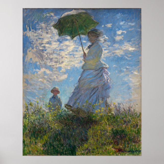 Poster Monet - Mulher com Guarda-Sol, Madame Monet e Filh (Frente)