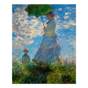 Póster Monet Mulher Guarda-Sol Impressionismo