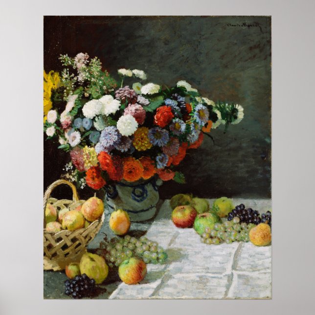Poster Monet - Natureza-Morta com Flores e Frutas (Frente)