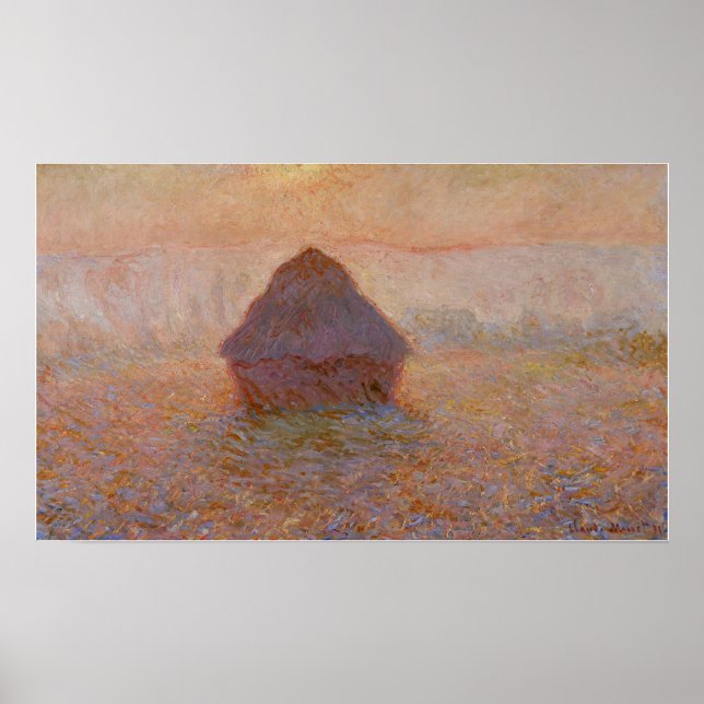 Poster Monet - Palheiro de Grãos Sol Na Névoa (Frente)