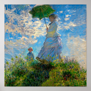 Póster Monet Parasol Woman Painting Trabalho de arte