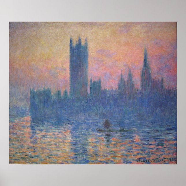 Poster Monet - Parlamento ao pôr do sol (Frente)