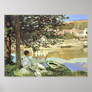 Poster Monet - River Scene at Bennecourt, vintage fine ar