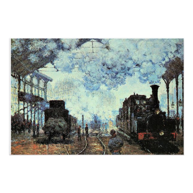 Póster Monet - Rua Gare. Lazare, Chegada do trem (Frente)