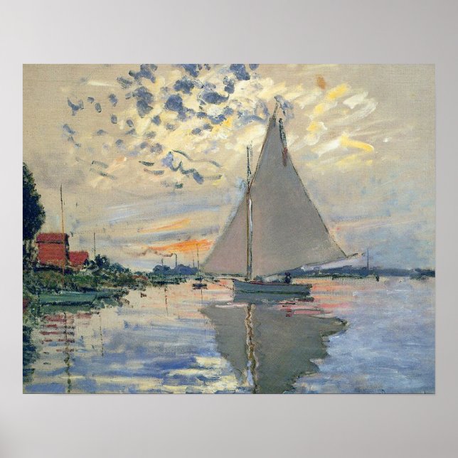 Póster Monet Sailboat French Impressionism Classic Art (Frente)