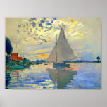 Poster Monet Sailboat no Le Petit-Gennevilliers<br><div class="desc">Poster com a pintura a óleo de Claude Monet a veleiro em Le Petit-Gennevilliers (1874). Um veleiro sereno veleja as águas de Paris,  França. Perfeito para amantes do impressionismo e colecionadores de arte franceses!</div>