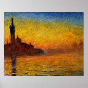 Poster Monet Sunset Veneza Impressionismo Colorido Arte