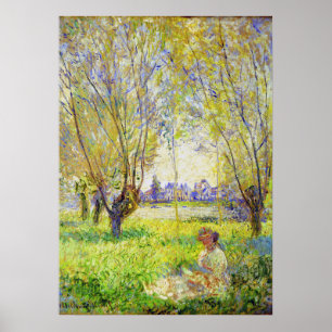 Poster Monet Woman Sentada Sob A Bela Arte Selvagem