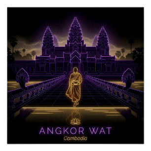 Póster Monge budista de Angkor Wat - Camboja