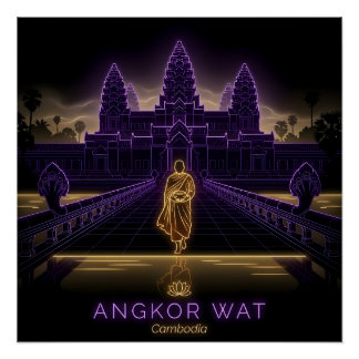 Póster Monge budista de Angkor Wat - Camboja