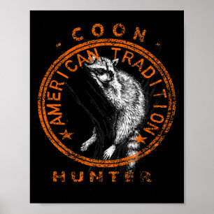 Poster Monge Hunter American Patriotic Raccoon caçando Tr