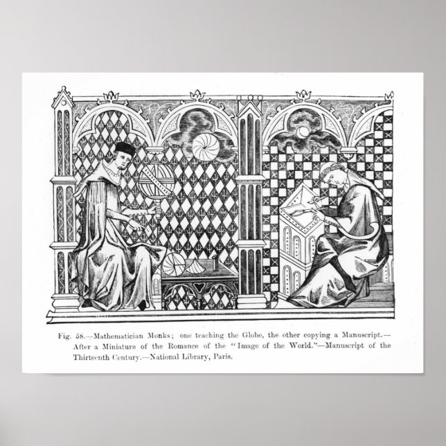 Póster Monges matemáticos: um ensinando o globo (Frente)