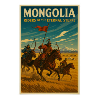 Póster Mongólia - Cavaleiros do Esteppe Eterno