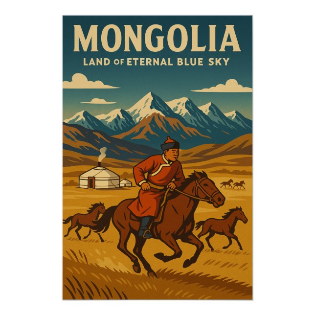Póster Mongólia - Terra do céu azul eterno (Frente)