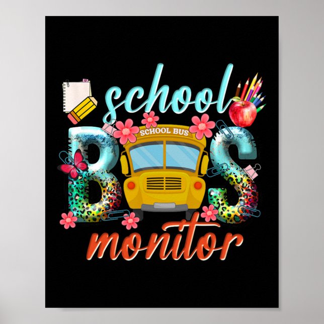 Poster Monitor de Ônibus Escolar Motorista de Ônibus Esco (Frente)