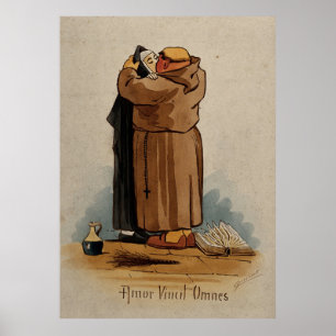 Póster Monk beijando freira, amor conquista tudo, texto l