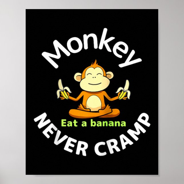 Poster Monkey Never Cramp Eat A Banana Raglan Baseball Te (Frente)