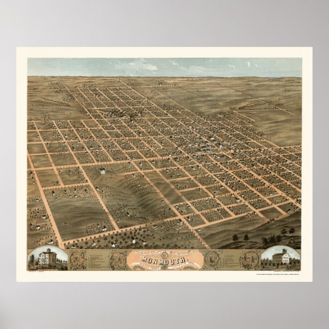 Póster Monmouth, IL Panorâmica - 1869 (Frente)