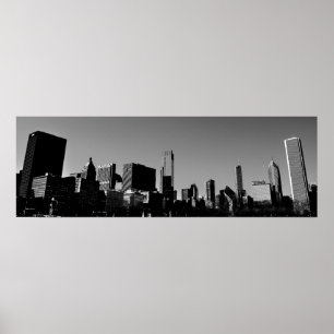 Póster Monochrome do centro do panorama da skyline de