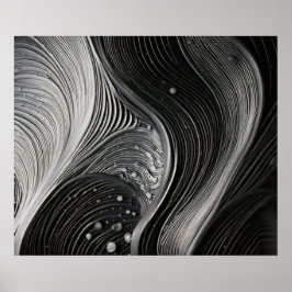 Poster Monochrome Flowing Waves Line Texture
