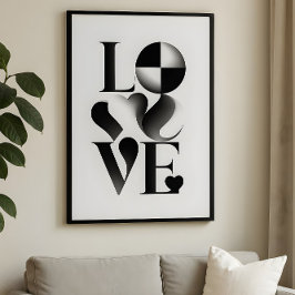 Poster Monochrome Minimalist LOVE Typography Abstract Art
