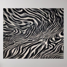 Poster Monochrome Zebra Stripe Flow Abstract Pattern