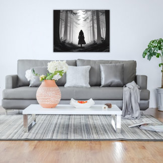 Poster Monocromo Tranquilo Caminha na Floresta