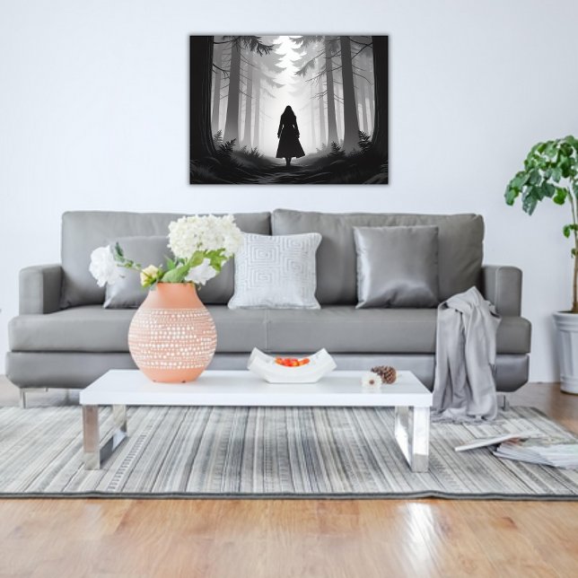 Poster Monocromo Tranquilo Caminha na Floresta (Criador carregado)