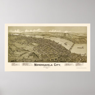 Póster Monogahela City, PA Panorâmica - 1902