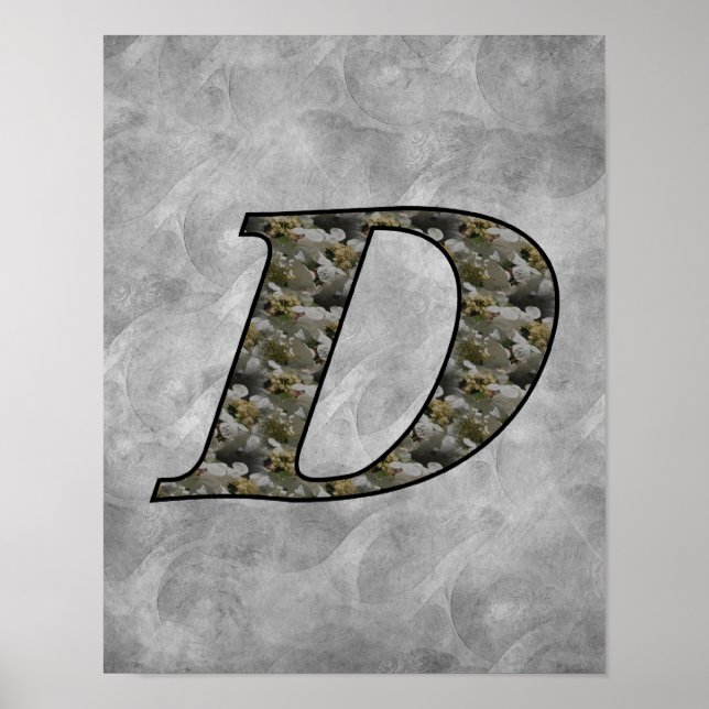 Poster Monogram Initial D Hydrangea Flowers (Frente)