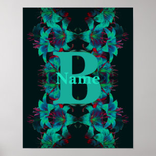 Poster Monograma a Arte da Lírio com sua Inicial Personal
