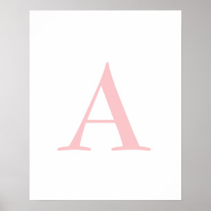 Poster Monograma A Letra Inicial Branco Moderno e Rosa Po