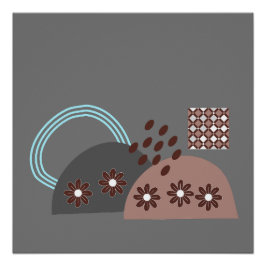 Póster Monograma Chic Moderno Redondo Preto