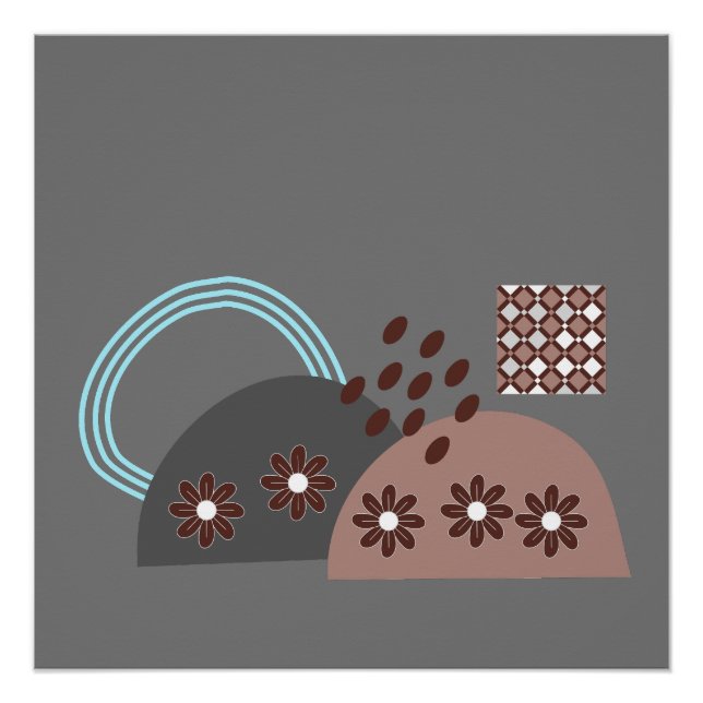 Póster Monograma Chic Moderno Redondo Preto (Frente)