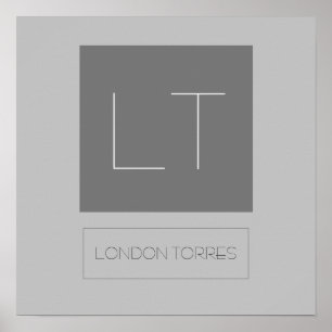 Poster Monograma Cinza Simples Atraente